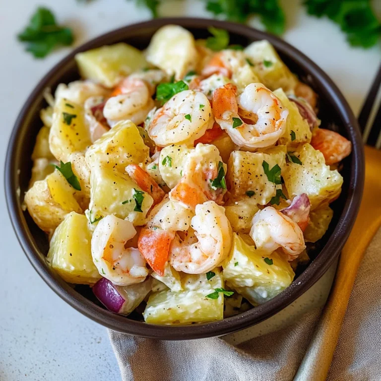 Insalata di patate con totani e gamberi
