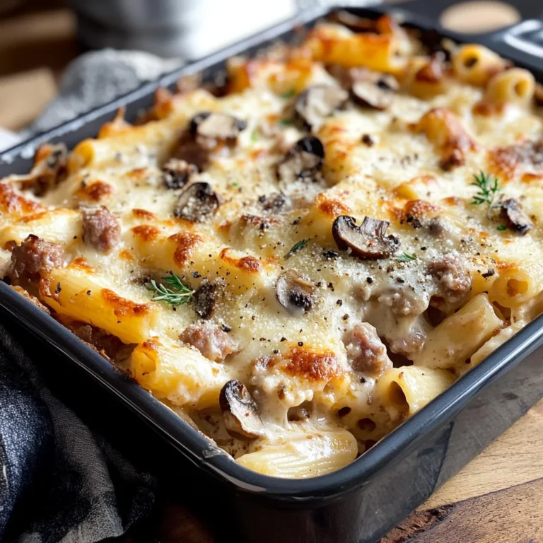 Pasta al forno con funghi e salsiccia