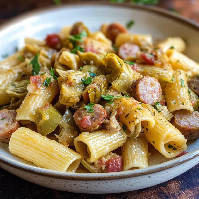 Pasta con carciofi e salsiccia