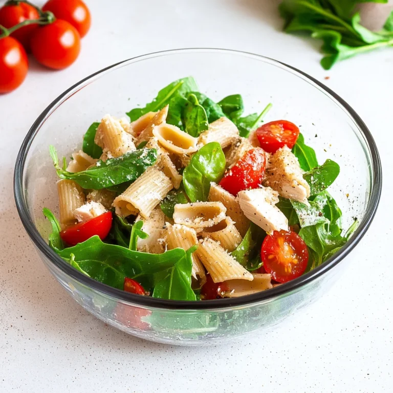 Insalata di pasta con pollo rucola e pomodorini